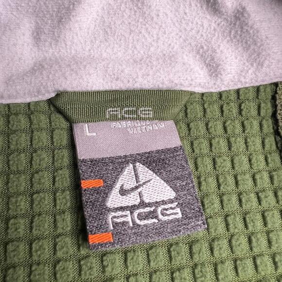 Nike ACG Women’s Green Full Zip Fleece Jacket Size L Waffle Lined Outdoor - Picture 12 of 15